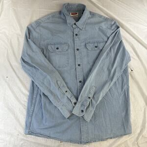 Wrangler Flex For Comfort Denim Button Down Shirt Medium Wash XL